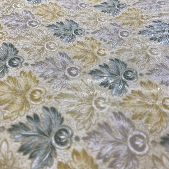 Old Vintage Wallpaper Textured Metallic 1970s Regency Green Gold Silver Damask - Picture 3 of 8